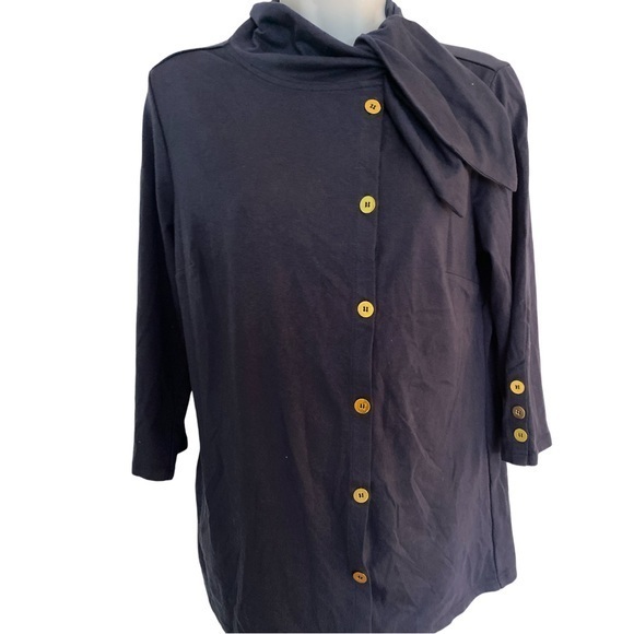 Gretchen Scott Designs Tops - Gretchen Scott  Designs Cotton Button Tunic -S navy.  Button down , neck tie